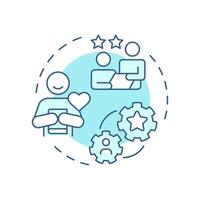 Strong client relationships soft blue concept icon. Consumer feedback, advertising personalization. Round shape line illustration. Abstract idea. Graphic design. Easy to use in infographic vector