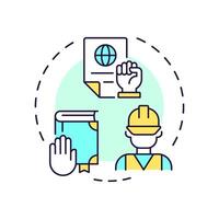 Workers compensation laws multi color concept icon. Law compliance, insurance regulation. Round shape line illustration. Abstract idea. Graphic design. Easy to use in infographic, presentation vector