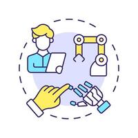 Cobots multi color concept icon. Collaborative robots. Industry 5.0 technology. Human-robot interaction. Round shape line illustration. Abstract idea. Graphic design. Easy to use in article vector