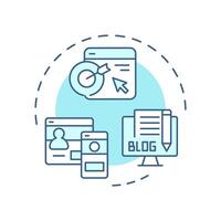 Owned media soft blue concept icon. Business marketing. Digital advertising, target audience. Round shape line illustration. Abstract idea. Graphic design. Easy to use in infographic, presentation vector