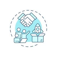 Aligns sales and marketing soft blue concept icon. Business workflow, coordination management. Round shape line illustration. Abstract idea. Graphic design. Easy to use in infographic, presentation vector