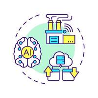 Industry 4.0 multi color concept icon. Fourth industrial revolution. Artificial intelligence. Smart factory. Round shape line illustration. Abstract idea. Graphic design. Easy to use in article vector