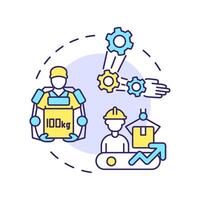 Exoskeleton multi color concept icon. Industry 5.0 technology. Industrial robotics. Wearable technology. Round shape line illustration. Abstract idea. Graphic design. Easy to use in article vector