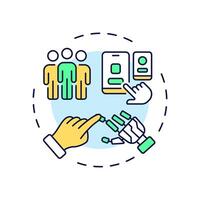 Human-centricity multi color concept icon. Pillars of industry 5.0. Robotics. Human robot interaction. Round shape line illustration. Abstract idea. Graphic design. Easy to use in article vector