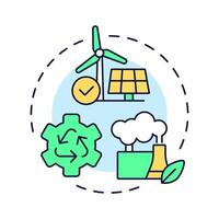Sustainability multi color concept icon. Pillars of industry 5.0. Environmental responsibility. Clean energy. Round shape line illustration. Abstract idea. Graphic design. Easy to use in article vector