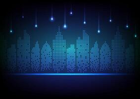 Digital technology dark background. office cityscape concept. Design for city, town, company , communication, connection, telecoms, digital, internet, online, network. vector