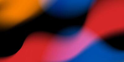 Abstract colorful blurred gradient mesh on dark background. Blue, red, and orange color elements. vector