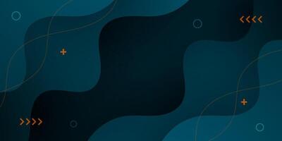 Dark blue geometric business banner design. Creative banner design with wave shapes and lines for template. Simple horizontal banner. vector