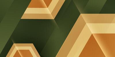 Abstract green luxury backgrounds with geometric hexagonal shapes and gold light elements for poster, flyer, digital board and concept design. vector