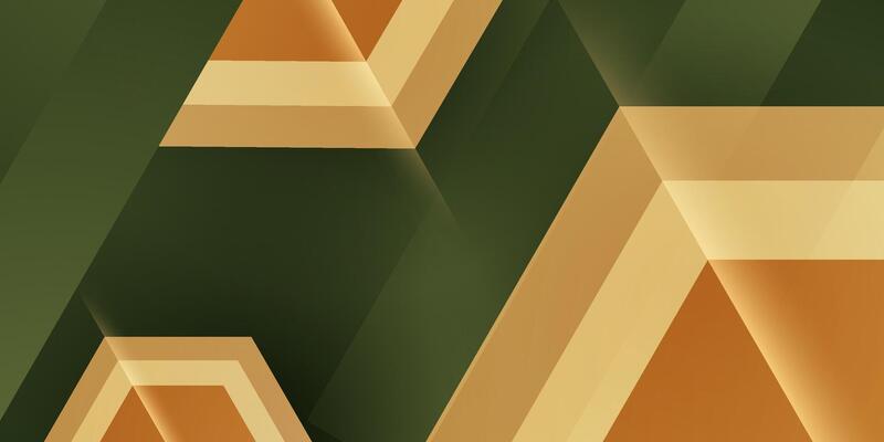 Abstract green luxury backgrounds with geometric hexagonal shapes and gold light elements for poster, flyer, digital board and concept design.