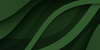 Papercut dark green abstract background with wave dynamic color on background. Geometric wave shapes pattern. vector