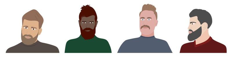 Collection of Male Hairstyles and Beards Art of Grooming Styles and Trends vector