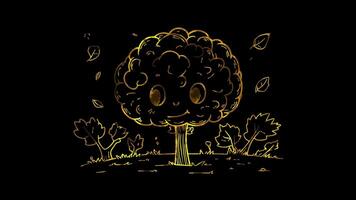 Neon frame effect, environmental tree on black background video