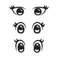 Anime eyes cartoon for element, facial expression, face and emotion vector