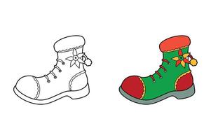 Christmas Shoe Design for Coloring Page for Toddlers vector