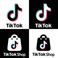 TikTok shop logo icon social media collection with black and white bag suitable for tiktok template vector
