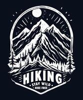 Fully editable Stay Wild Hike Free Hiking Adventure Tees in EPS 10 format, perfect for T Shirts, mugs, bags, and more. It has a high 4500x5400 px and is customizable for personal and commercial use. vector