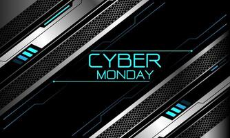 Abstract cyber monday technology futuristic metal black line blue light power hexagon mesh geometric design creative background vector