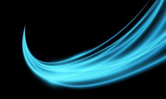 Abstract blue speed light lines neon glowing circle round movement on black background vector