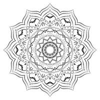 a black and white drawing of a mandala with a circle on it. vector
