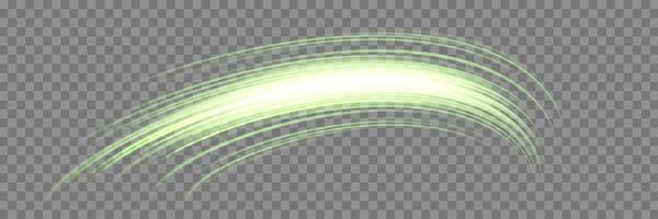 Glowing green lines. Neon realistic energy speed. Abstract light effect vector