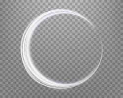 Silver magic ring with glowing. Neon realistic energy flare halo ring. Abstract light effect on a dark background. vector
