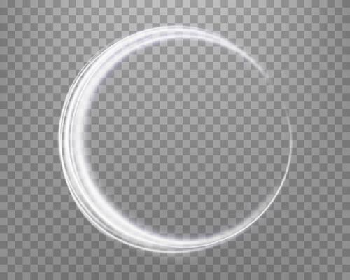 Silver magic ring with glowing. Neon realistic energy flare halo ring. Abstract light effect on a dark background.