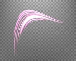 Glowing pink lines. Neon realistic energy speed. Abstract light effect vector