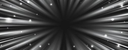 Radial speed rays, light neon flow, zoom in motion effect, silver glow speed lines, colorful light trails, perspective stripes vector