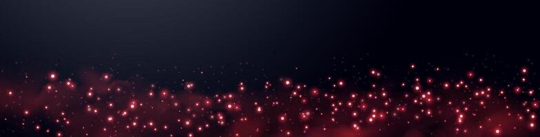 Red glittering dots, particles, stars magic sparks. Dust cloud flare light effect. Red luminous points with smoke. vector