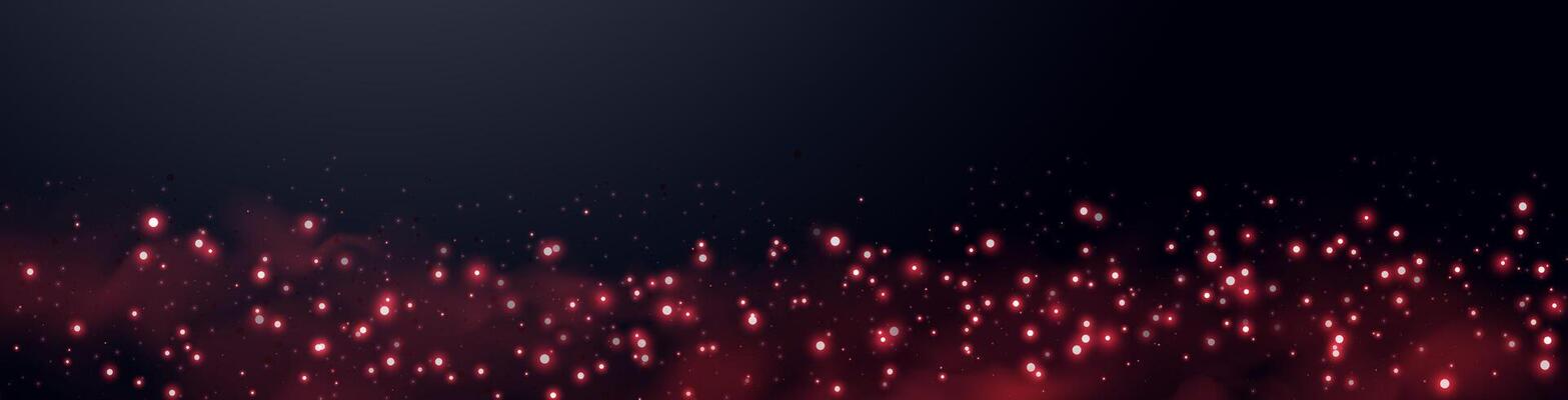 Red glittering dots, particles, stars magic sparks. Dust cloud flare light effect. Red luminous points with smoke.