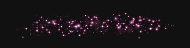 Pink glittering dots, particles, stars magic sparks. Glow flare light effect. Pink luminous points. vector