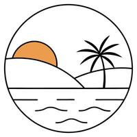 Sunset Desert Logo with Palm Trees vector