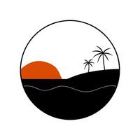 Simple Sunset Desert Logo with Palm Trees vector