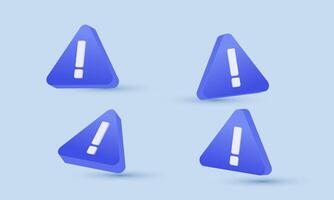3d caution blue triangle symbol notifications icon new idea design vector