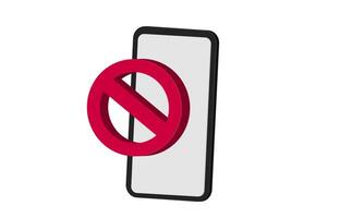 3d mobile phone forbidden sign red new concept icon realistic design vector