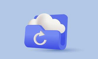 3d cloud storage design icon digital file organization vector