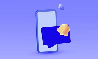 3d mobile phone speech bubble bell new concept icon realistic design vector