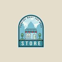coffee shop emblem logo line color illustration template icon graphic design. store of building sign or symbol for business or cafeteria with badge style concept typography vector