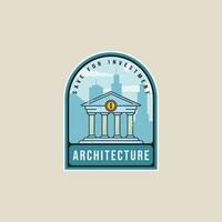 pillar building for bank emblem logo line color illustration template icon graphic design. architecture ancient sign or symbol for business or company with badge typography style vector