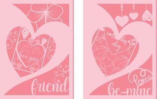 Be mine 2 layer greeting card. vector