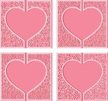 Valentines day 2 layer pink gift card with empty space for sweet note. vector