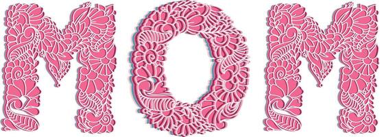 Multilayer mother's day text MOM vector