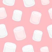 Cute seamless marshmallow pattern. Pink and white marshmallows isolated on white background. vector