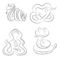 set of funny snakes symbol of the year 2025 vector