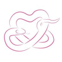 symbol of 2025 funny snake curled up in the shape of a heart vector