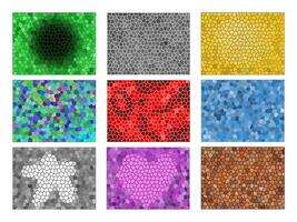 Set of abstract stained glass background for website brochures, banners and covers, created with geometric shapes for use on posters, book covers, invitations and advertising materials vector