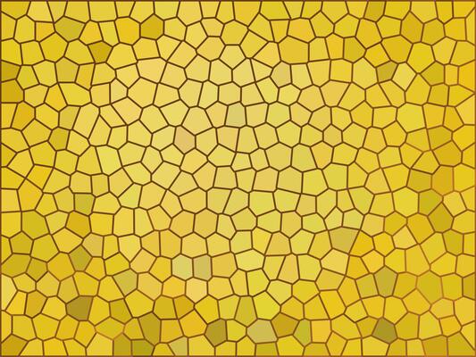 Golden mosaic background abstract graphic illustration, gold color stained glass as gem jewel tile backdrop mesh decor, precious yellow orange geometric texture grid random image