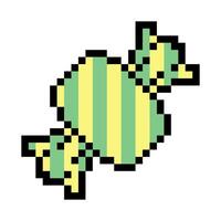 Pixel art candy wrapped in striped colors vector