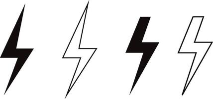 creative simple black color lightning bolt icon set illustration electric thunder and bolt flash icon set black silhouette lightning bolt flash symbols vector